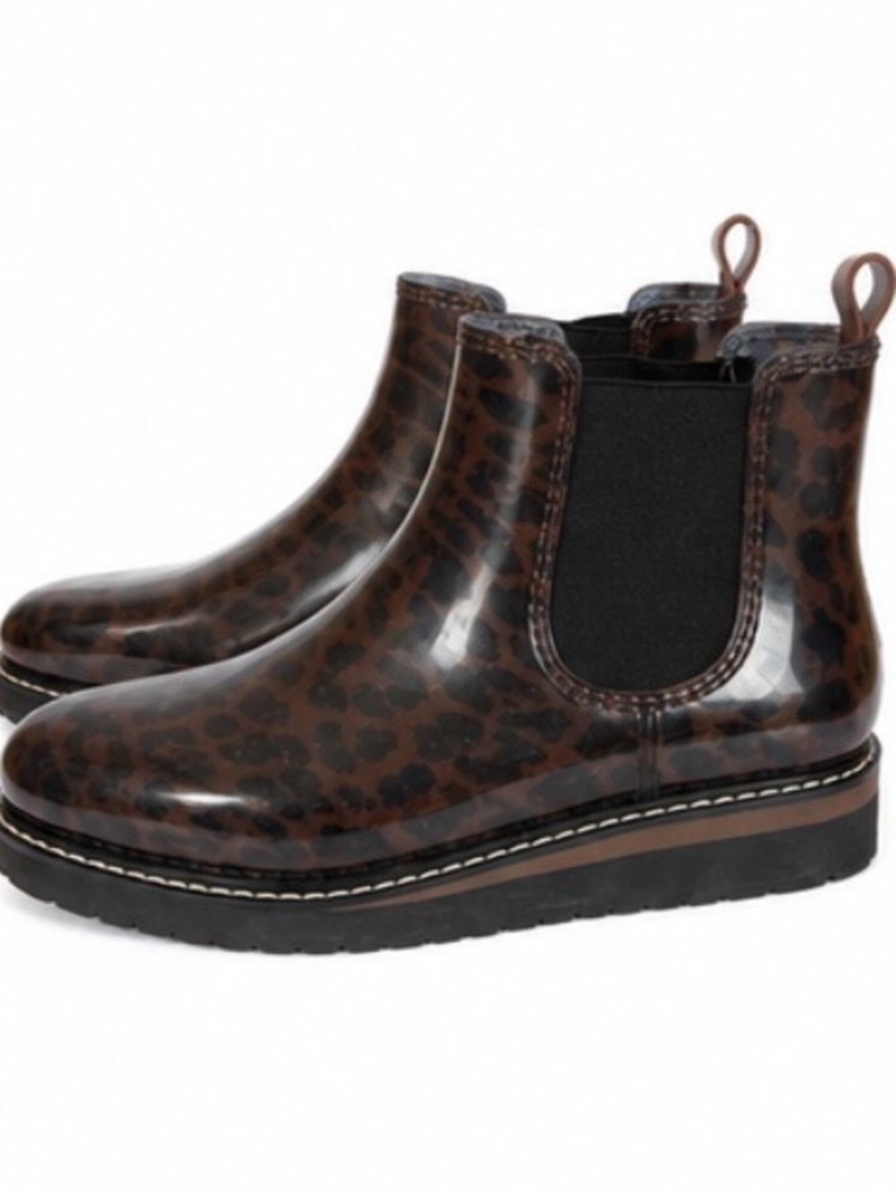Cougar Kensington Leopard Print Chelsea Rain Boots Brown Size 9